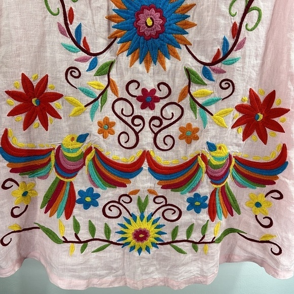 Sister Mary Mexican-Inspired Cotton Linen Embroidered Dress, S - Picture 7 of 9